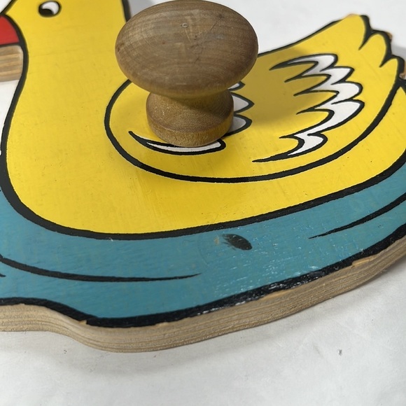 Vtg Puzzle Wood Knob Peg Handle Toddler Bear Ball Duck Blocks 1994 Doron Layeled - Picture 8 of 15